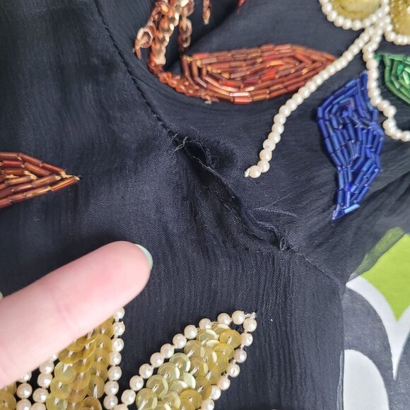 Crystal creations womens Large evening wear sequin beaded Vintage 80s glam silk - Picture 7 of 16